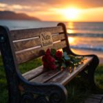 Emlékpad a tengerparton