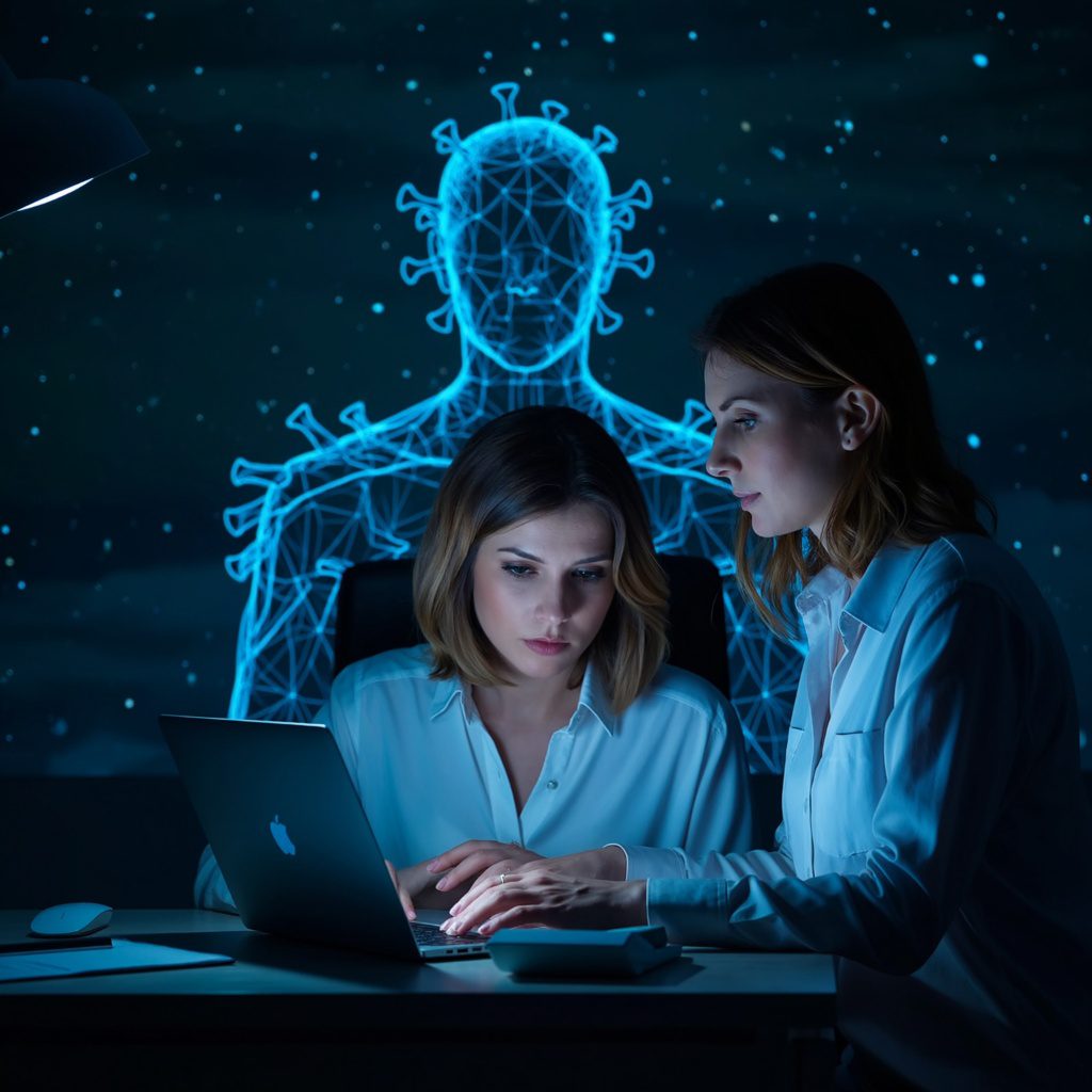 Látványos ábrázolás arról, hogyan próbálnak a csalók MI segítségével egyre profibb és megtévesztőbb e-maileket készíteni, amelyek könnyen félrevezetik a gyanútlan felhasználókat.