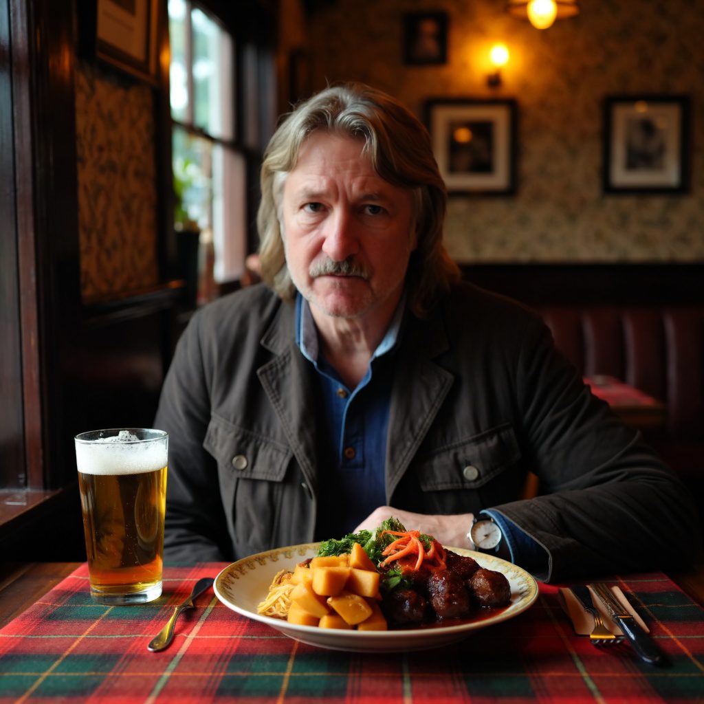 Vidám életmód-jelenet, ahol egy magyar diaszpóratag próbálja megszokni a skót konyha különlegességeit, miközben a mindennapokhoz praktikus tippeket is gyűjt.